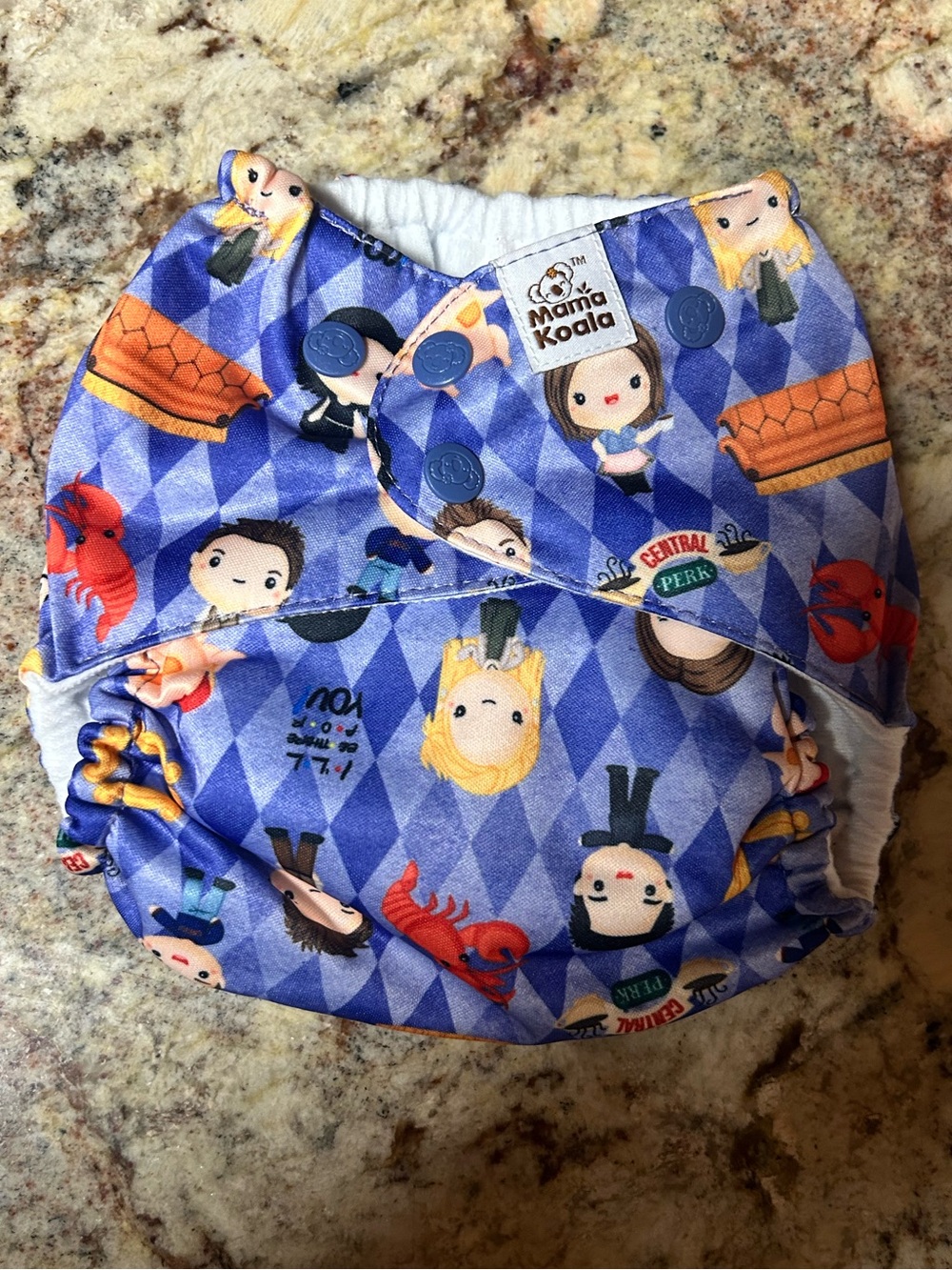New FRIENDS Blue Character Print Reusable Adjustable Diaper Cover Newborn- 2